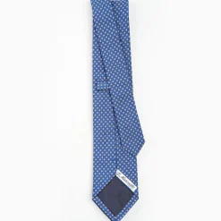 Blue Sartorial Jacquard Silk Tie - Small Geometric Designs