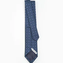 Blue Sartorial Jacquard Silk Tie - Small Flower Designs
