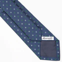 Blue Sartorial Jacquard Silk Tie - Small Flower Designs