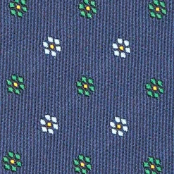 Blue Sartorial Jacquard Silk Tie - Small Flower Designs