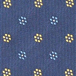 Blue Sartorial Jacquard Silk Tie - Small Flower Designs