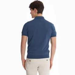 Blue Short Sleeve Knitted Polo