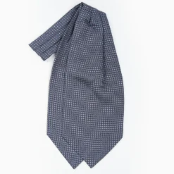 Blue Silk Ascot Tie - Small Flower Designs