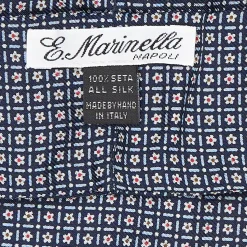 Blue Silk Ascot Tie - Small Flower Designs