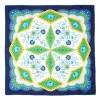 Blue Silk Scarf 90 - Floral Pattern