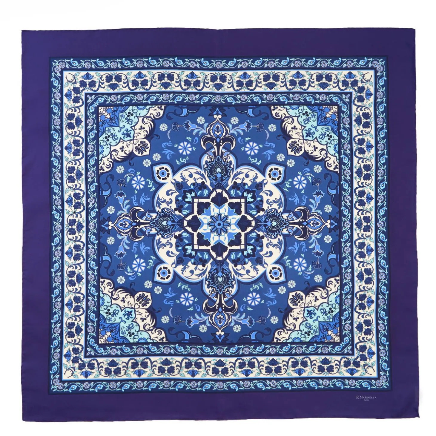 Blue Silk Scarf 90 - Mediterranean Vibes