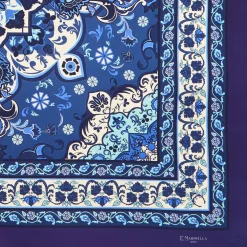 Blue Silk Scarf 90 - Mediterranean Vibes