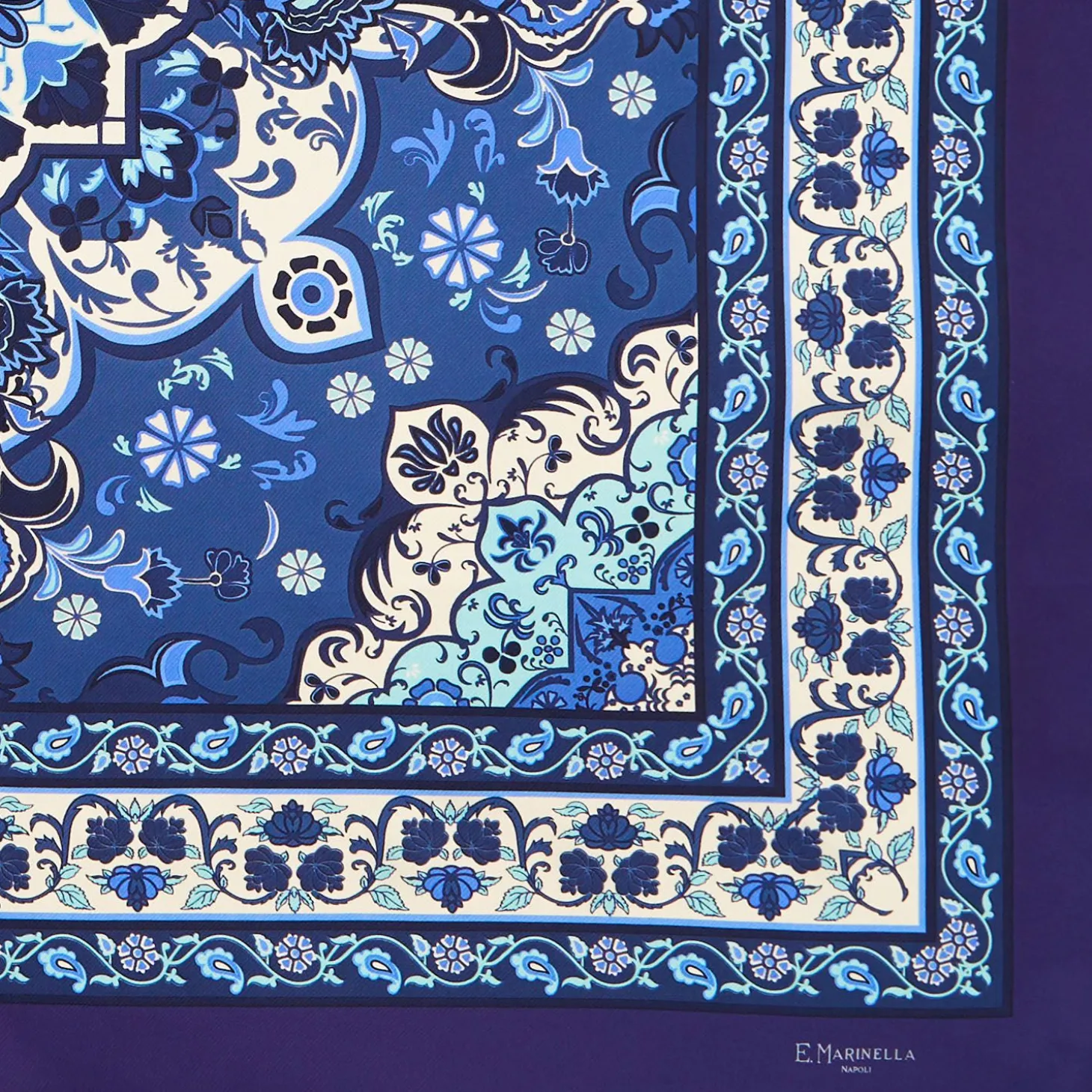 Blue Silk Scarf 90 - Mediterranean Vibes