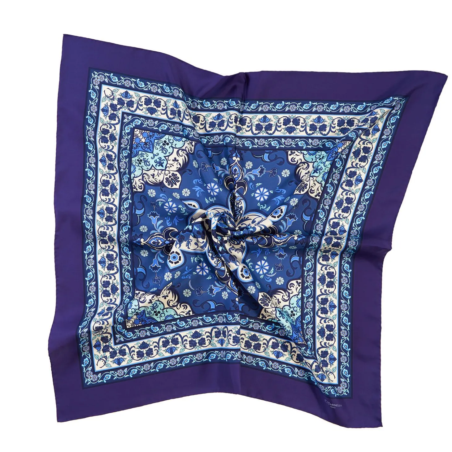 Blue Silk Scarf 90 - Mediterranean Vibes