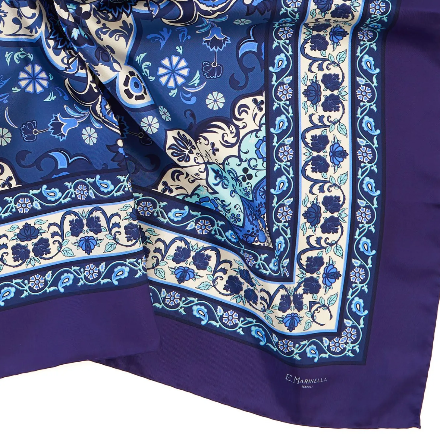 Blue Silk Scarf 90 - Mediterranean Vibes