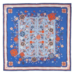 Blue Silk Scarf 90 - World Of Archivio Flowers 1961