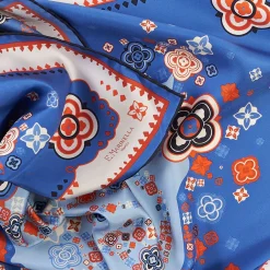 Blue Silk Scarf 90 - World Of Archivio Flowers 1961