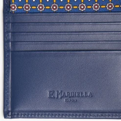 Blue Small Wallet In Silk And Leather