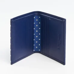 Blue Small Wallet In Silk And Leather