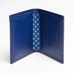 Blue Small Wallet In Silk And Leather