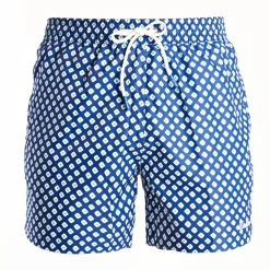 Blue Swim Shorts - Large Flower Pattern