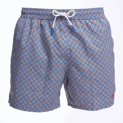 Blue Swim Short - Small Flower Pattern