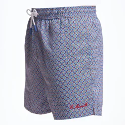 Blue Swim Short - Small Flower Pattern