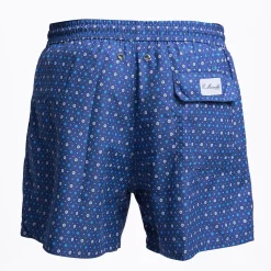 Blue Swim Short - Small Flower Pattern