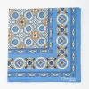 Bluette Hand-Printed Silk Pocket Square Large Flower Pattern
