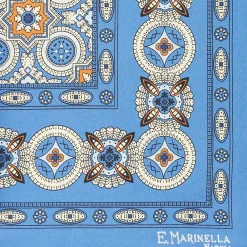Bluette Hand-Printed Silk Pocket Square Large Flower Pattern