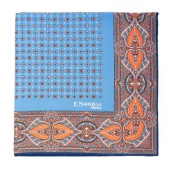 Bluette Hand-Printed Silk Pocket Square - Small Flower Pattern