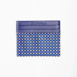 Bluette Leather And Silk Credit Card Holder 5 Compartments