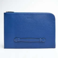 Bluette Leather Portfolio With Strap