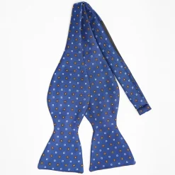 Bluette Silk Bowtie To Self-Tie - Small Flower Pattern