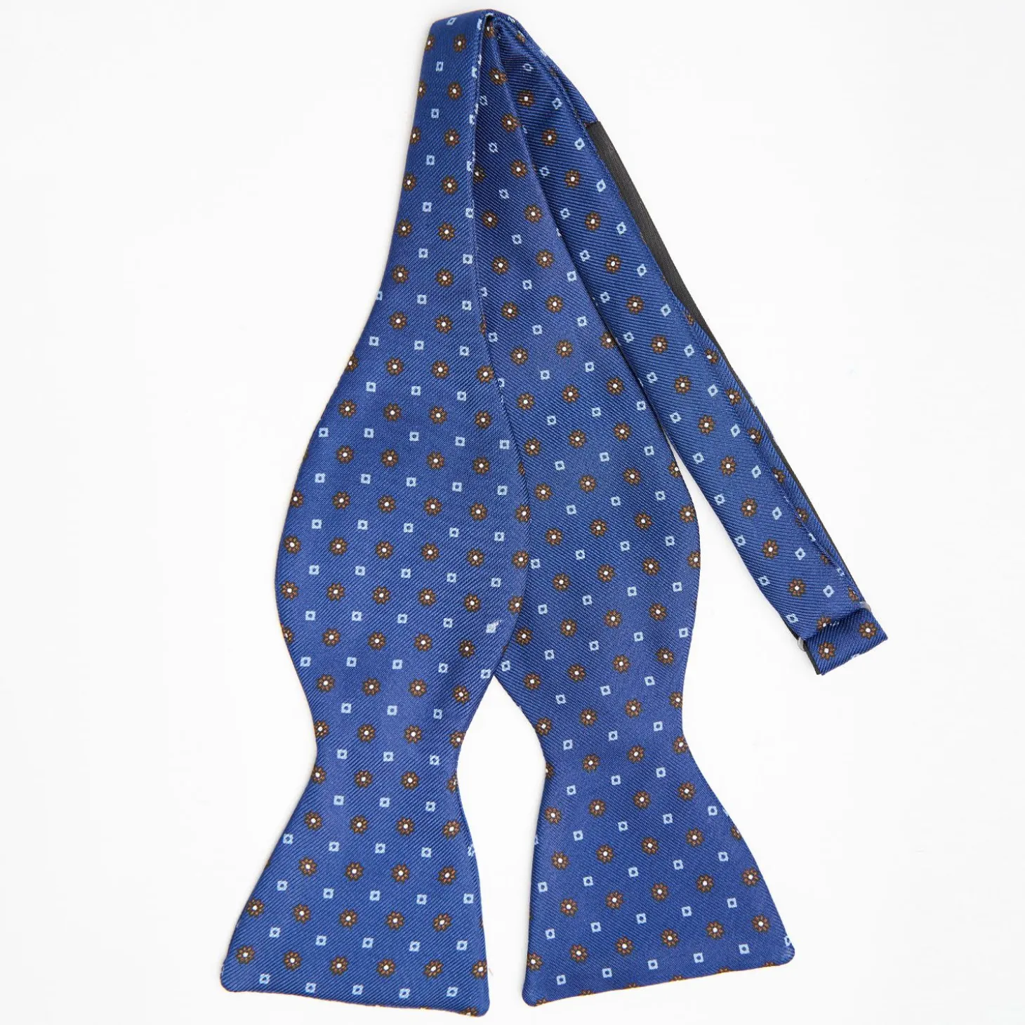Bluette Silk Bowtie To Self-Tie - Small Flower Pattern