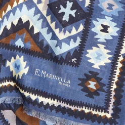 Blue Tubolar Scarf In Wool And Silk