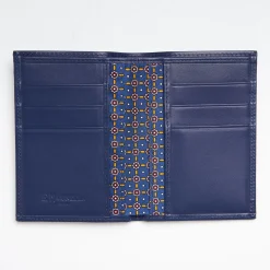 Blue Vertical Wallet In Silk And Leather
