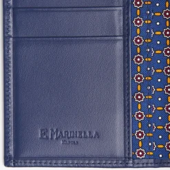 Blue Vertical Wallet In Silk And Leather