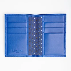 Blue Vertical Wallet In Silk And Leather