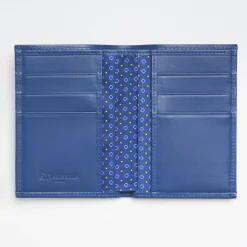 Blue Vertical Wallet In Silk And Leather