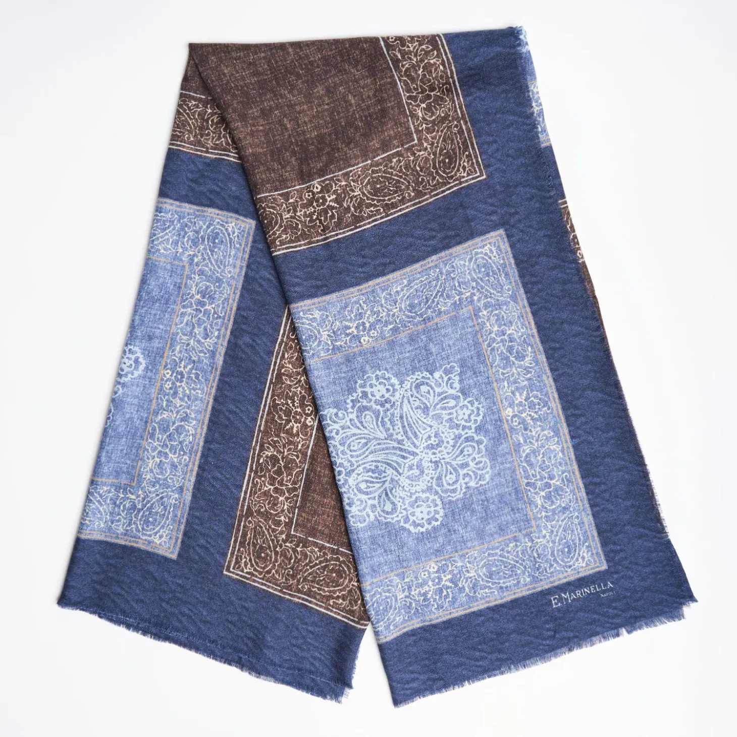 Blue Wool And Silk Stole Alternate Checks