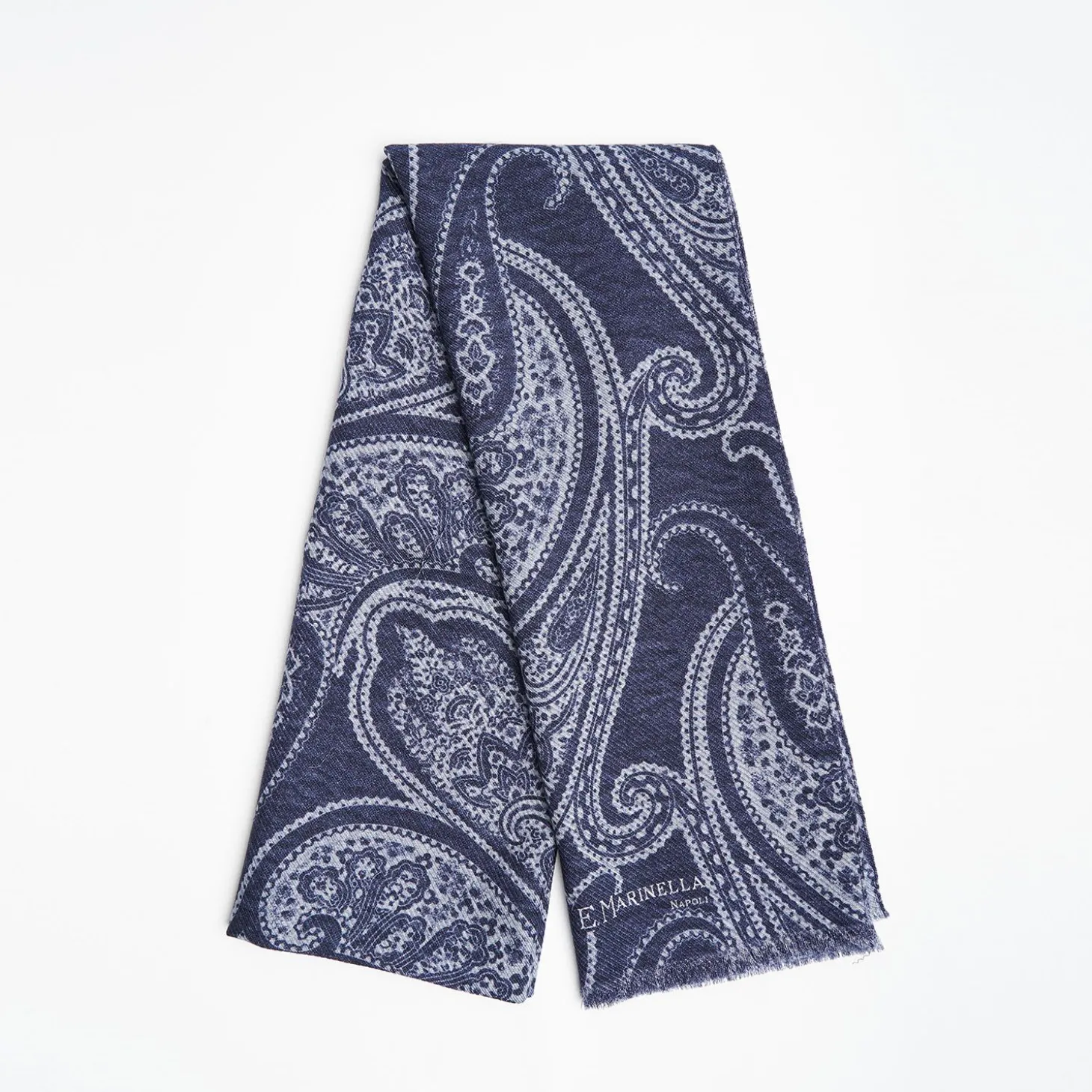 Blue Wool Stole - Paisley Pattern