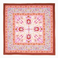 Brown Silk Scarf 90 - Damask Pattern