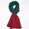 Burgundy And Dark Green Two-Tone Solid Cashmere Neck Warmer