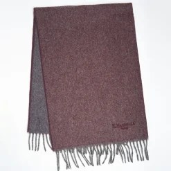 Burgundy And Grey Double-Faced Cashmere Scarf