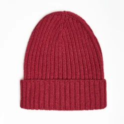 Burgundy Cashmere Ribbed Beanie