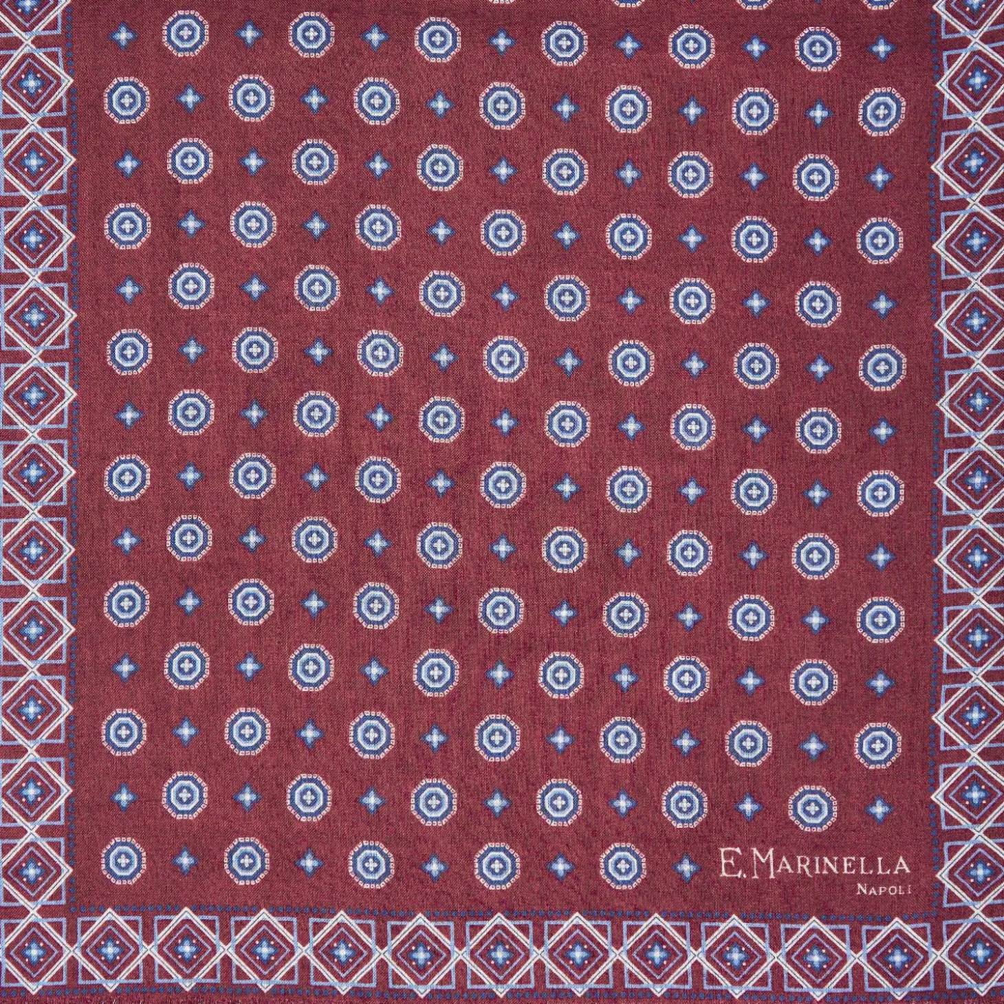 Burgundy Double Patterned Wool And Silk Scarf