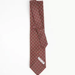 Burgundy Extra Long Sartorial Silk Tie - Flower Pattern