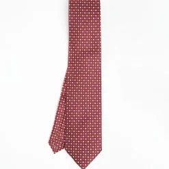 Burgundy Extra Long Sartorial Silk Tie Small Flower Pattern