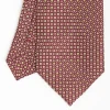 Burgundy Extra Long Sartorial Silk Tie Small Flower Pattern