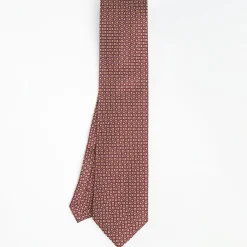 Burgundy Extra Long Sartorial Silk Tie Small Flower Pattern