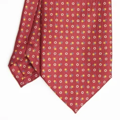 Burgundy Extra Long Sartorial Silk Tie - Small Flower Pattern