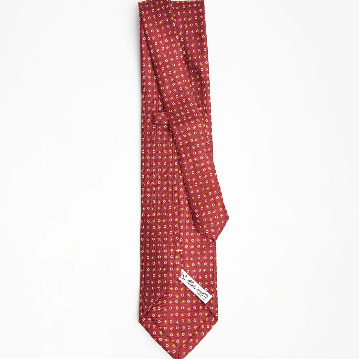 Burgundy Extra Long Sartorial Silk Tie - Small Flower Pattern