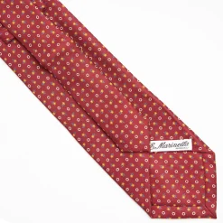 Burgundy Extra Long Sartorial Silk Tie - Small Flower Pattern