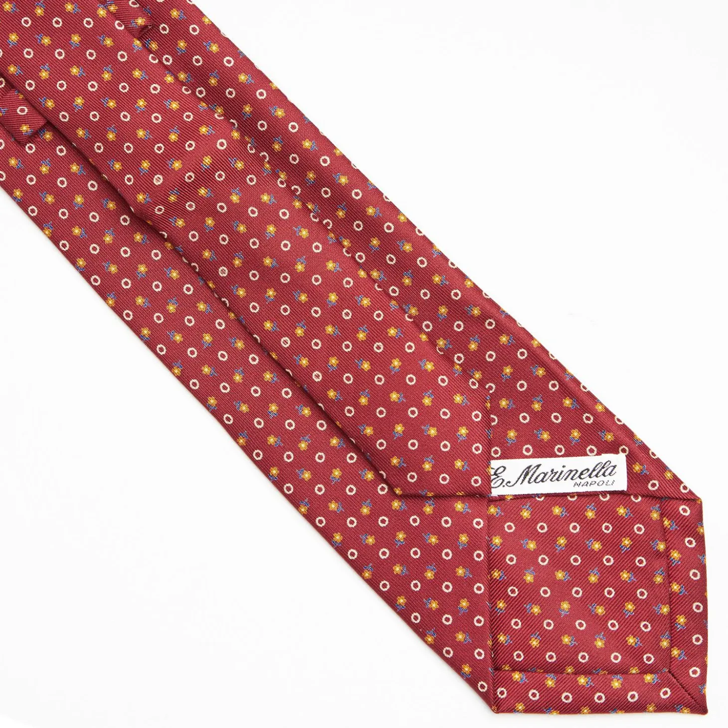 Burgundy Extra Long Sartorial Silk Tie - Small Flower Pattern